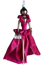 De Carlini Neiman Marcus Elegant Lady Fuchsia Dress Christmas Ornament NIB picture
