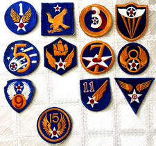 Original Genuine WWII USAAF Patch Lot Set 1-9, 11, 12, 15 Military Insignia MINT picture