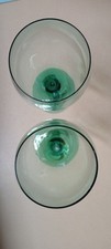 Pair of Gorgeous Green long stemmed wine glasses, Vintage Crystal, picture