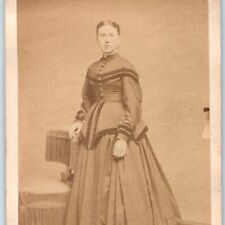 c1870s Nice Young Lady Big Dress Woman Fashionable CdV Photo Card H29 picture