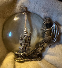 Vintage Pewter Dragon With Castle Oil Lamp-Completely Empty Of Oil for years picture