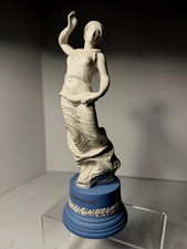 RARE - Wedgwood Jasperware - TERPSICHORE STATUE-VERY DETAILED W/BLUE BASE-10.25