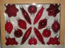 Red Glass Christmas Tree Ornament Set 16 Pieces Holiday Decorations Star Glitter picture