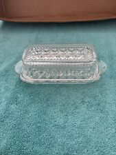 Vtg Anchor Hocking Wexford Glass Butter Dish w/Lid 8” Long picture