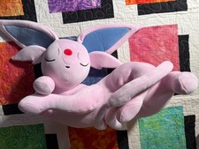 2026 Jazwares Pokémon 18 in Sleeping Espeon Pokemon Plush Rare HTF Game freak picture