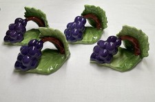 Vintage 1970s Fine Bone China Grape Cluster Napkin Rings Holders Set of 4. Mint picture