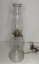 Vintage Indiana Glass Wedding Scroll Electric Hurricane Lamp Oil Lamp Style 20