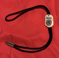 Vintage US Army 24th Infantry Division Dog Tag Bolo Tie - Taro Leaf CIB Combat I picture