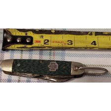 GS Vintage Green Pocketknife 3 Blades Stainless Steel Bottle Opener Screw Driver picture