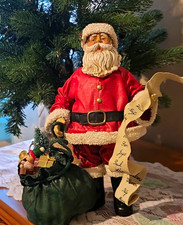 Fabric Mache Santa With Toy Bag And Nice List, Taiwaan  11in picture