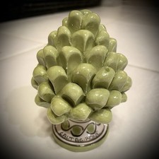 Signed Vintage M. Patrì Caltagirone Ceramic Sicilian Green Pine Cone Pigna picture