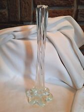Clear Twisted Art Glass Bud Vase Flower Petal Scalloped Base picture