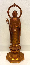Japanese Metal Jizo Bodhisattva Buddhist Statue Ornament H35cm with Halo USED picture