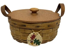 Longaberger Vintage Button Basket 1983, Lid, Tie-on picture