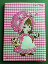 Vintage Knee Notes Stationery Set Pink Gingham Girl Embossed Sheets Envelopes picture