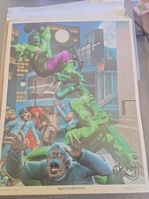 INCREDIBLE HULK & SPIDERMAN ORIGINAL POSTER ART PRINT 1980 picture