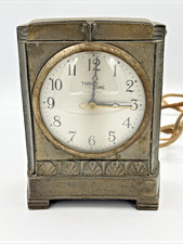 Vintage 1930s Ingraham Thrift Time Electric Clock Coin Piggy Bank Art Deco Metal picture