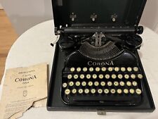 1926 Corona Four Antique Portable Typewriter Working w New Ink & Case & Manual picture