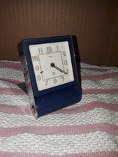 Vintage Jaeger LeCoultre JLC 2-Day Travel Alarm Clock - Running Blue / Chrome picture