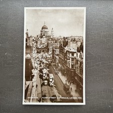 Fleet Street and St Pauls Cathedral London England 1930s RPPC POSTCARD picture