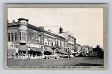 Plymouth IN-Indiana, Business District, Michigan Street Vintage c1945 Postcard picture