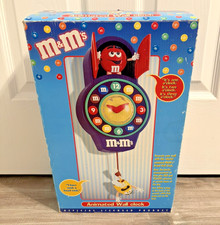 M&M's Animated Wall Clock With Pendulum - New in Box Yellow & Red M&M Rare picture