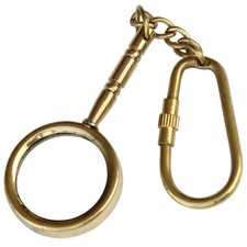 Tiny Explorer Genuine Brass Magnifying Glass Keychain Vintage X-mas Gift Keyring picture