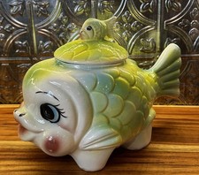 RARE Hard To Find Vintage 1950's  Ceramic Fish Cookie Jar picture