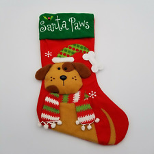 Santa Paws 15 Inch Puppy Dog Christmas Stocking Nice Embroidery And 3D Look  picture