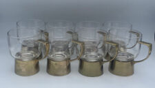 8 Vintage MCM Melco Coffee Tea Cocktail Zarf Glass Mug With Cast Metal Holder picture