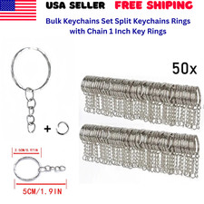 50PCS Bulk Keychains Set Split Keychains Rings with Chain 1 Inch Key Rings picture