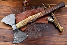 Viking AXE 2 way Blade Damascus steel handmade with Walnut wood handle picture