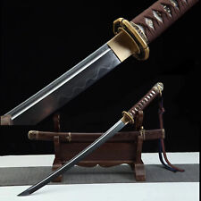 Japanese 98Type Army Samurai Sword Wakizashi Clay Tempered Damascus Steel  picture
