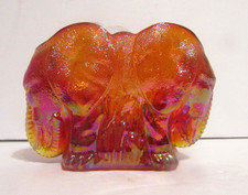 Summit Art Glass Russ Vogelsong Siamese Elephants Red Carnival Toothpick Holder picture