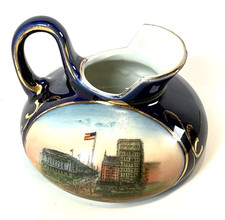 CLEVELAND OHIO OH Antique Souvenir PUBLIC SQUARE Cobalt Trinket China Creamer picture