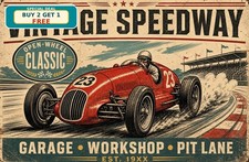 Nostalgic Racing Theme Metal Sign Vintage Car Garage Wall Decor Art picture