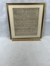 antique 1814 sampler framed w/mat 14x14 signed dated Amayl Ward  original picture