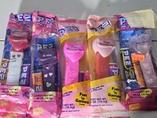 Vintage Happy Valentines Day Message Heart Pez Dispenser Lot 5 Red Pink Purple picture