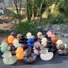 50pc Natural Mix Quartz Carved duckSkull Crystal Reiki Healing Gem Halloween picture