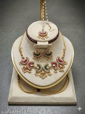 Indian Bollywood Gold FN Rajwadi Kundan Pearl Choker Necklace Ethnic Jewelry Set picture