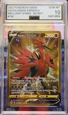 2022 Pokemon Fa/Galarian Zapdos V #182 Brilliant Stars-Secret AGS 10 GEM-MT 💎 picture