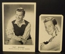 Lot of 2 Authentic PAT BOONE Fan Club Cards EX-NM Facsimile Autographs c 1960 picture