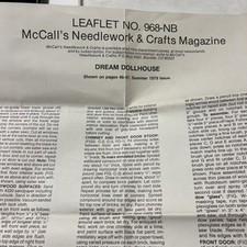 RARE 1979 McCalls Needlework DREAM DOLLHOUSE Blueprint Pattern Leaflet 968-NB picture