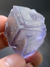 Fluorite Complete cube. Rare blue Crystal Mineral Specimen with color zoning. picture