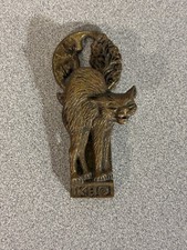 RARE Antique KEELER BRASS Vintage cat (Paper desk Clip Note Holder) picture