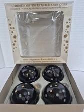 4 Vintage WEGNER Christmas Ornaments Polka Dots Blown Glass Round West Germany picture