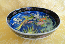 Antique Nippon Hand Painted Porcelain Bird of Paradise & Floral Footed Bowl picture