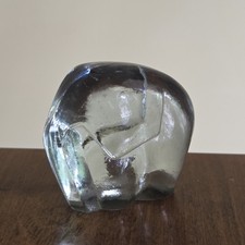 Recycled Art Glass Small Elephant Paperweight Figurine Modern Abstract Art 2.25