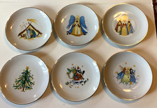 Set of 6 HUTSCHENREUTHER 1814 Hohenberg Christmas Dinner Plates Gold Trim 9.75