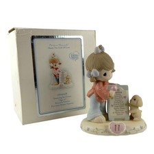 Precious Moments Growing In Grace Age 11 Brunette Porcelain Figurine + Box 2001 picture